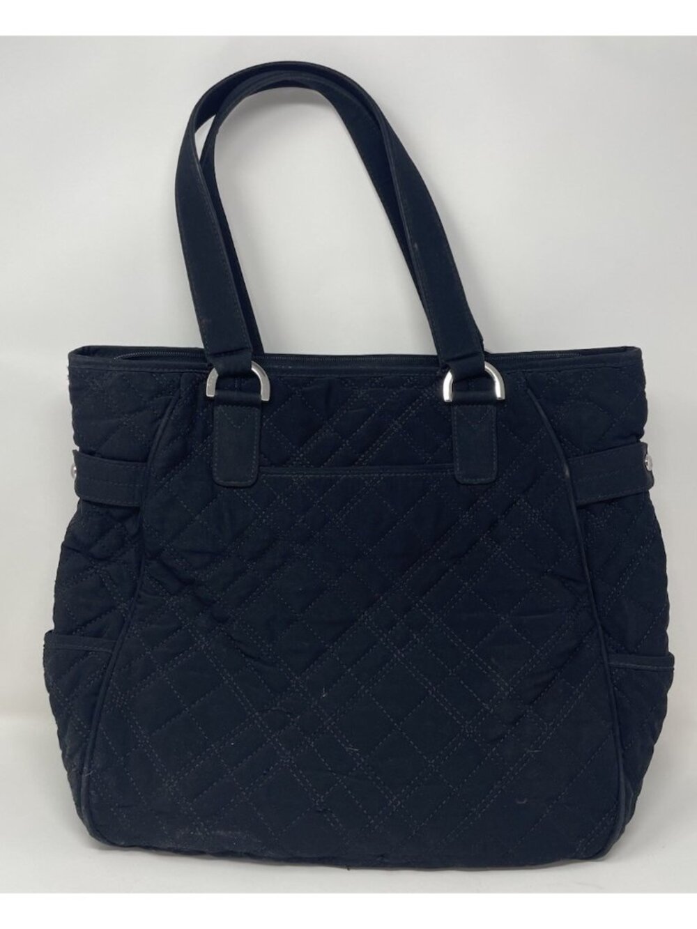Vera Bradley Large Black Microfiber Quilted Tote/Shoulder Bag